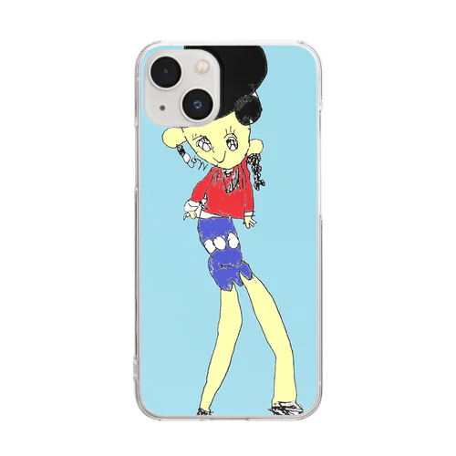 おしゃれガールが赤い服着てる Clear Smartphone Case