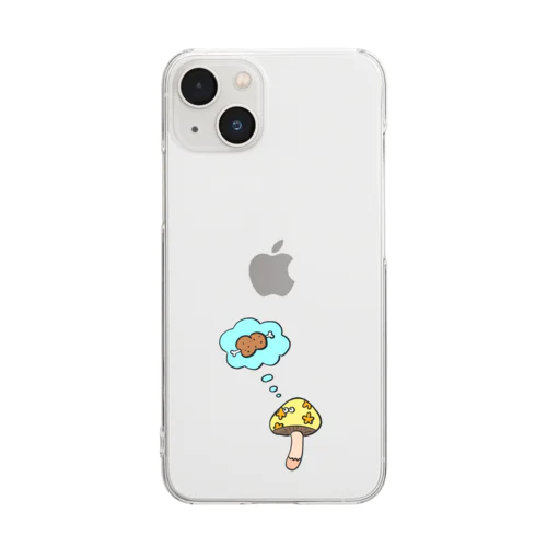 お肉食べたいねきのこさん Clear Smartphone Case