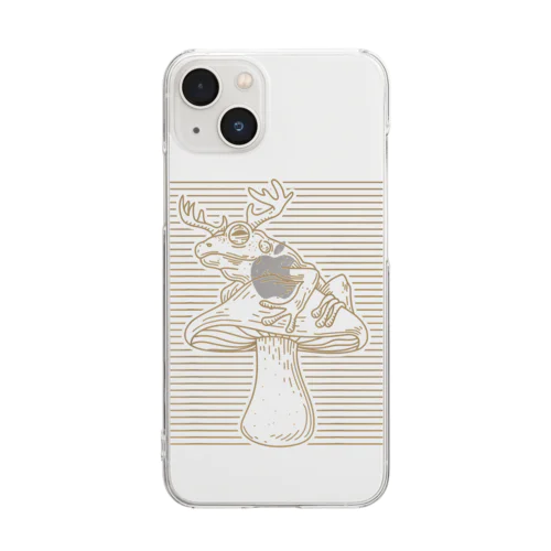Cottagecore Aesthetic Mushroom Antlers Toad Mycology MorelTシャツ Clear Smartphone Case