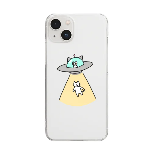 宇宙人にさらわれそうになるねこ Clear Smartphone Case