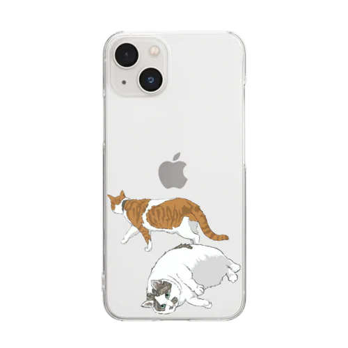 アザラシ(猫)と(白茶)トラ(猫) Clear Smartphone Case