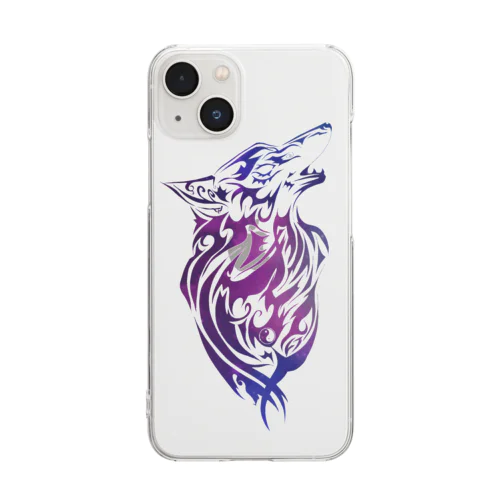 Lupo solitario トライバルウルフ(ロゴなし) Clear Smartphone Case