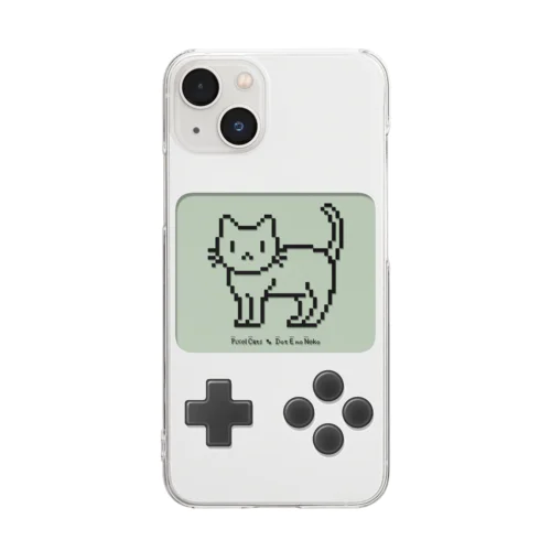 ドット絵の猫（液晶ボタン付・立ち姿） Clear Smartphone Case