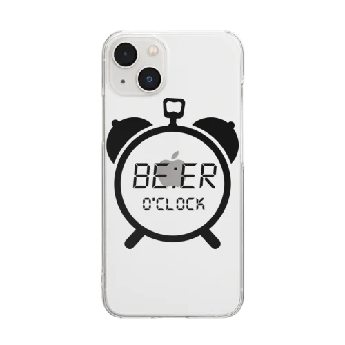 Beer O'clock Alarm (Black) クリアスマホケース