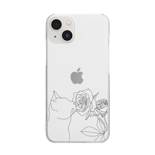 植物シリーズ　猫とバラ Clear Smartphone Case