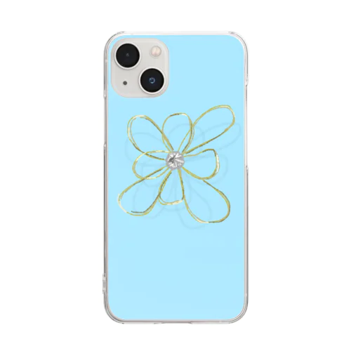 お花ー水色 Clear Smartphone Case