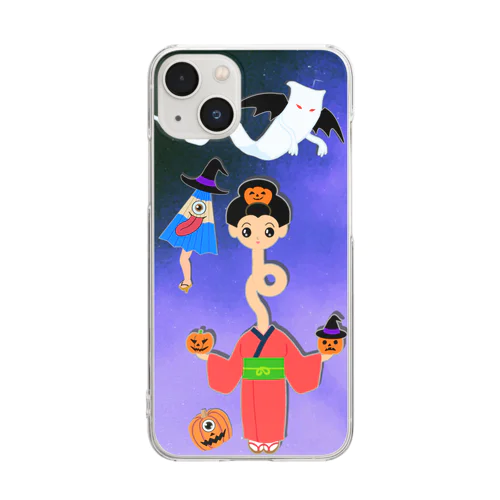 ハロウィンしてみたい妖怪さんたち Clear Smartphone Case