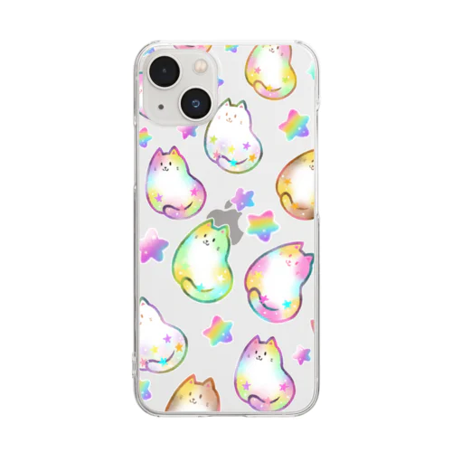 ★キラキラ星と猫★(ふわふわバージョン) Clear Smartphone Case