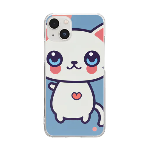 狛猫のミケ「はーとびーと」 Clear Smartphone Case