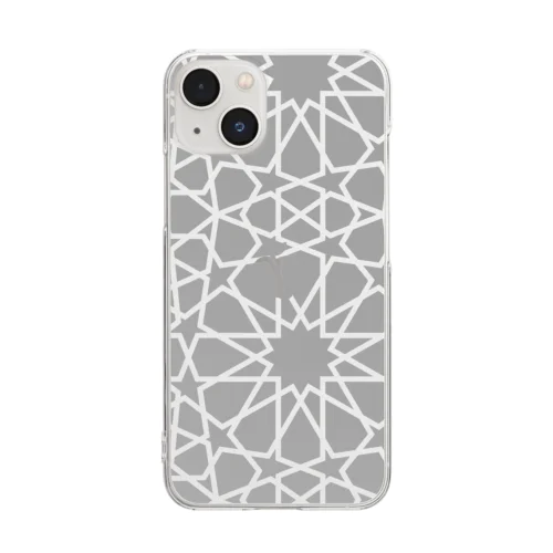 イスラム幾何学模様（グレー） Clear Smartphone Case