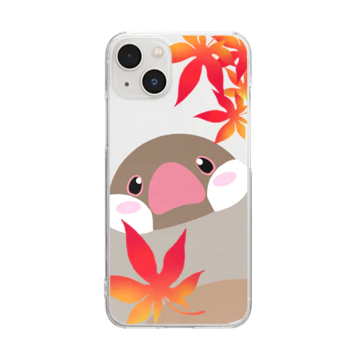 もっちり文鳥さんの紅葉狩り Clear Smartphone Case