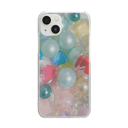 きらきらビーズ Clear Smartphone Case