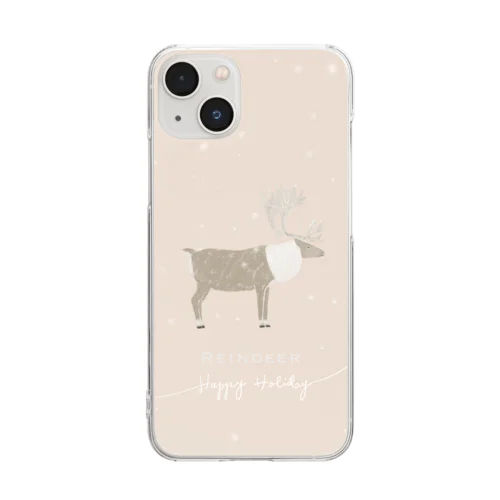 トナカイさんのhappy holiday!(オレンジベージュ) Clear Smartphone Case