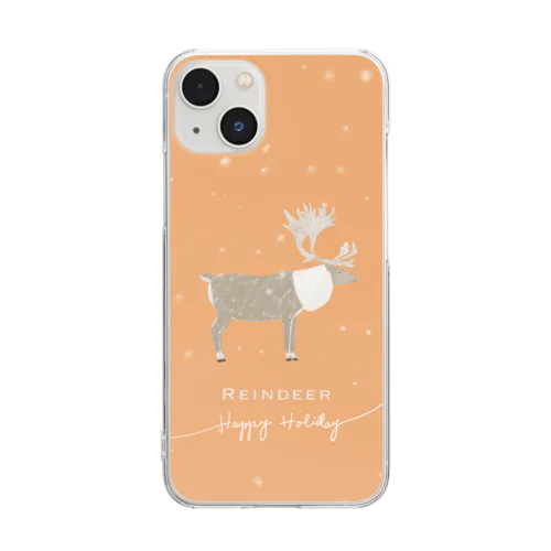 トナカイさんのhappy holiday!(オレンジ) Clear Smartphone Case