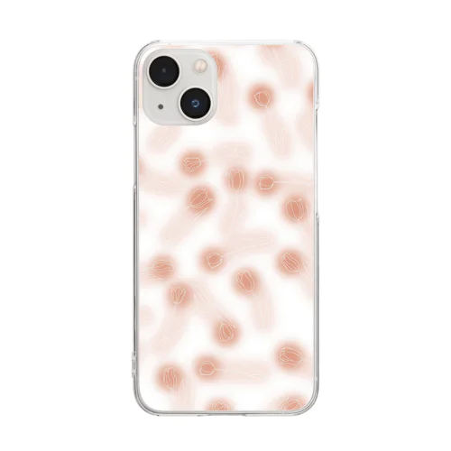 チューリップ総柄 橙 Clear Smartphone Case