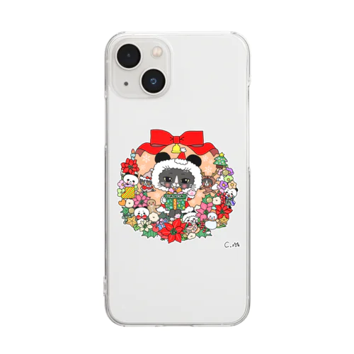 ぱんちゃん冬リース型イラスト スマホケース Clear Smartphone Case