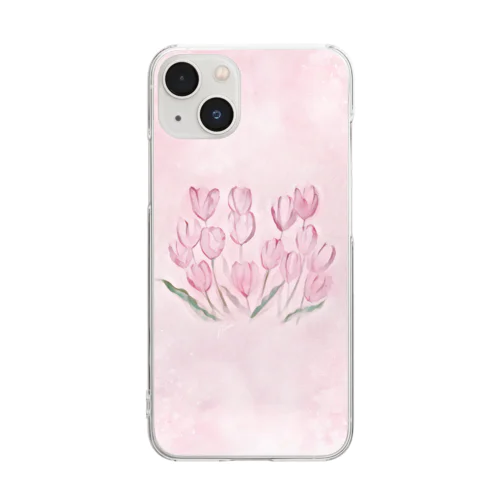 ピンクのチューリップ Clear Smartphone Case