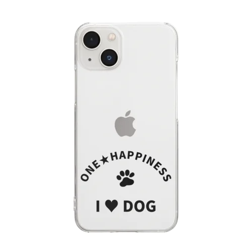 I LOVE DOG　ONEHAPPINESS Clear Smartphone Case