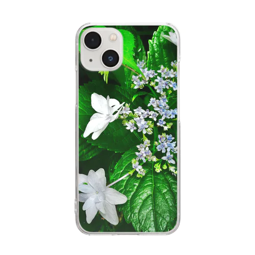 白い紫陽花　青み Clear Smartphone Case