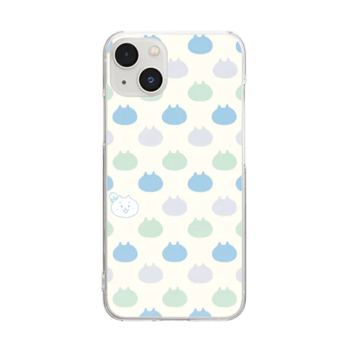 【blue】 くまこがいっぱい Clear Smartphone Case