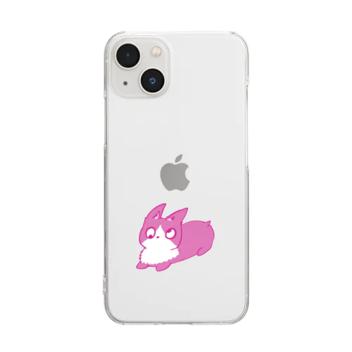 斜視の犬（桃） Clear Smartphone Case