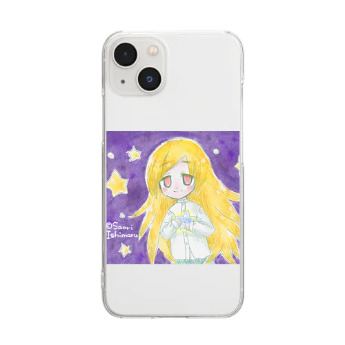 水色の星と少女 Clear Smartphone Case