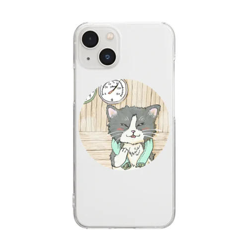 うっとりサウナにゃんこ Clear Smartphone Case