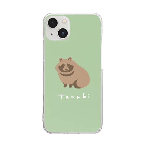 くすみカラー　たぬきくん　グリーン Clear Smartphone Case