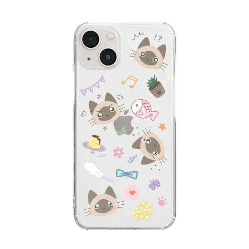 Limeくん(シャム猫)のスマホケースver.2【iPhone13推奨】 Clear Smartphone Case