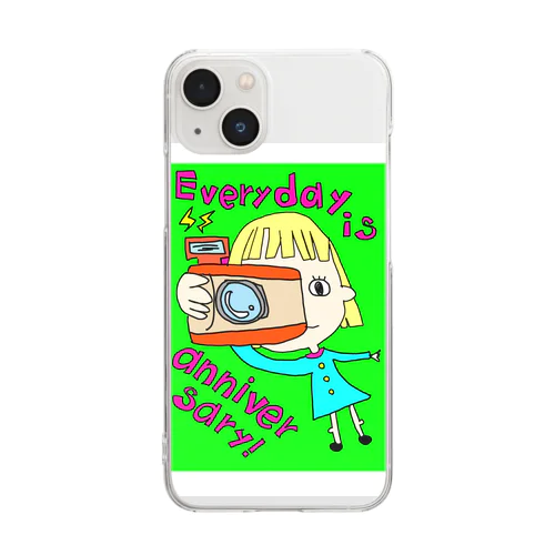 ステッカーもケースも毎日が記念日 Clear Smartphone Case