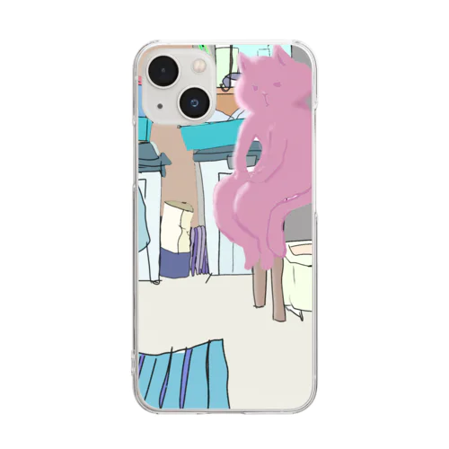 朝日が眩しいねこ Clear Smartphone Case