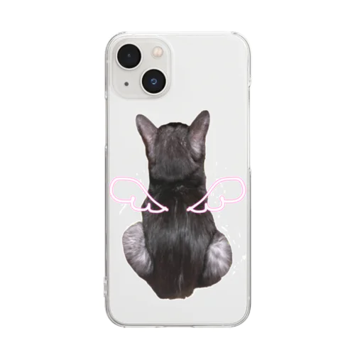 天使のバックショットねこ Clear Smartphone Case