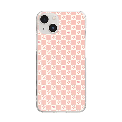 桜格子柄-さくらこうしがらiPhoneケース Clear Smartphone Case