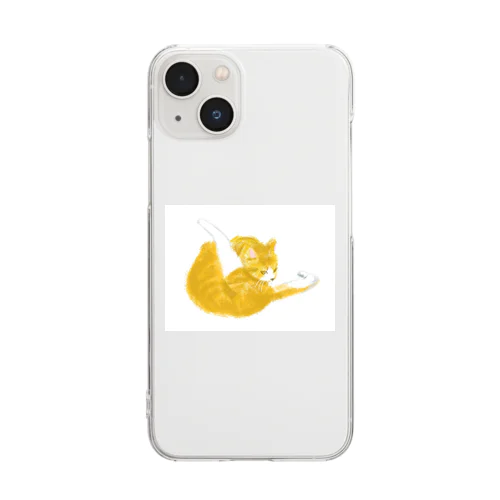 毛繕い中のきなこ(クリアスマホケース) Clear Smartphone Case