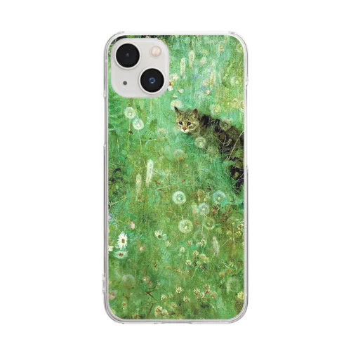 夏の草原の猫 Bruno Liljefors Clear Smartphone Case