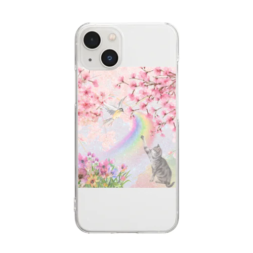 桜とねこ Clear Smartphone Case