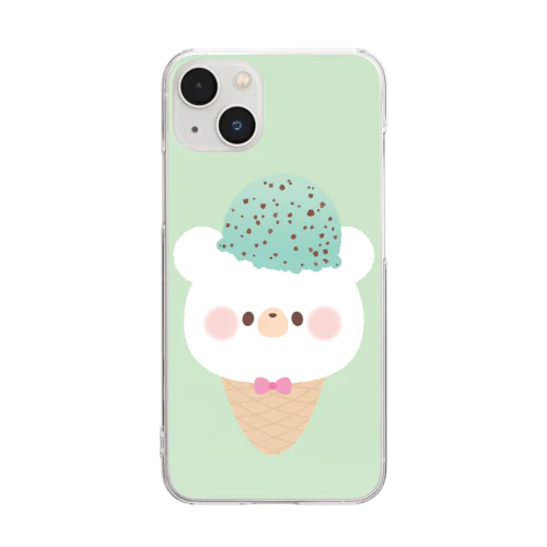 チョコミントクマ Clear Smartphone Case