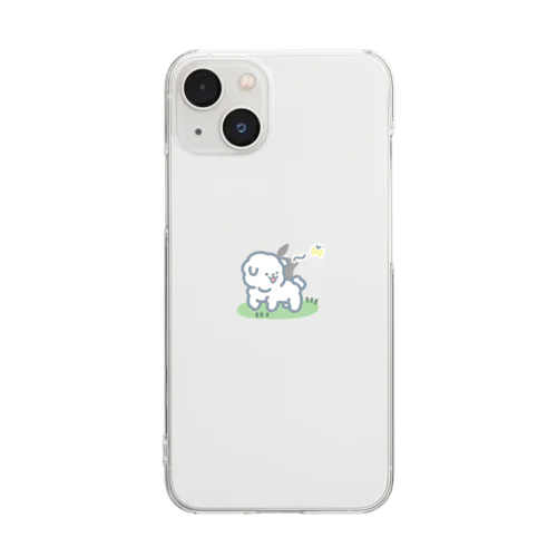 白くてポワポワな犬（ちょうちょ) Clear Smartphone Case