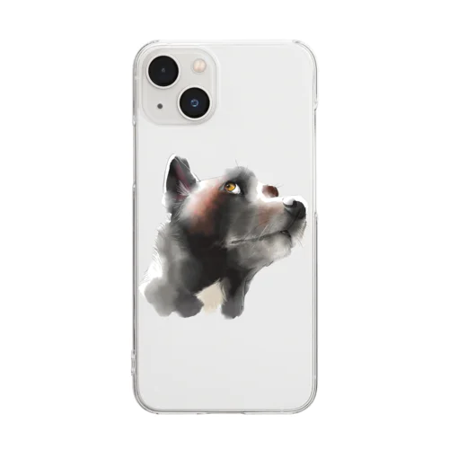 黒犬サキたん Clear Smartphone Case