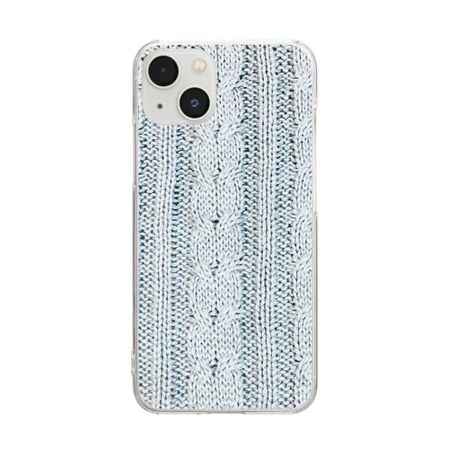 ニット Pale blue grey Clear Smartphone Case