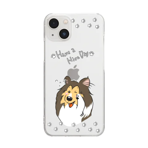 まだ眠いシェルティ Clear Smartphone Case