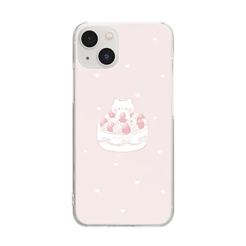 ケーキとぽわねこ Clear Smartphone Case