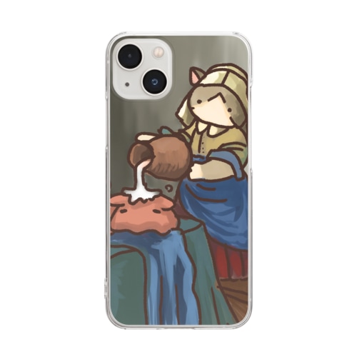 牛乳を注がれているメン Clear Smartphone Case