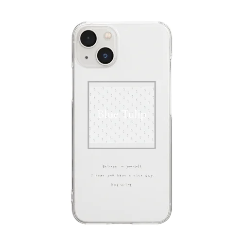 blue flower pattern × logo message Clear Smartphone Case