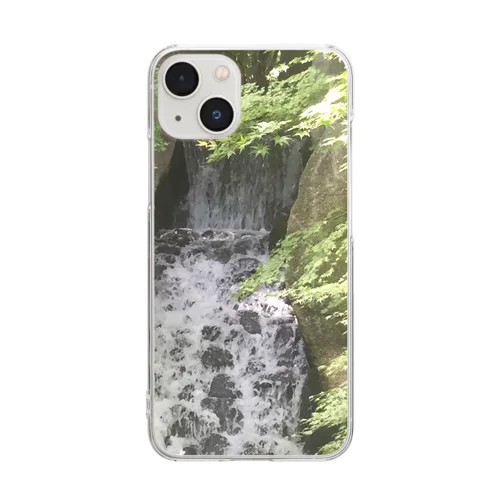 森の中の滝 투명 스마트폰 케이스