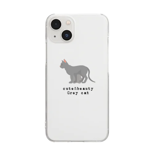 猫1-14 灰猫 Clear Smartphone Case