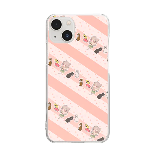 寿司子＆猫　ライン Clear Smartphone Case