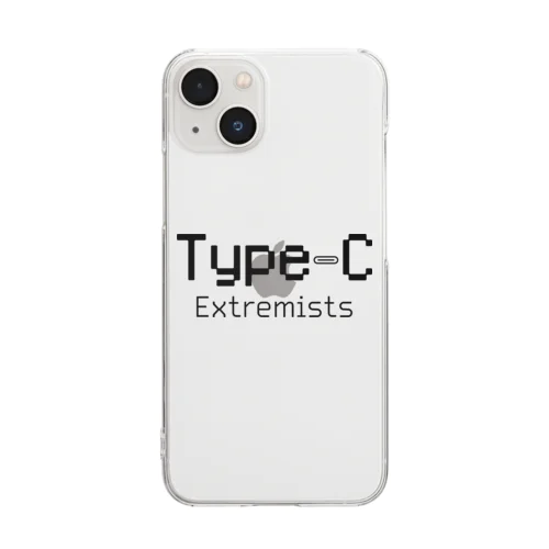 Type-C 過激派(黒) Clear Smartphone Case