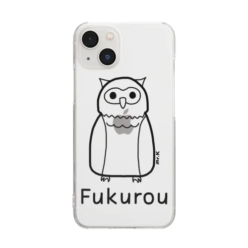 Fukurou (フクロウ) 黒デザイン Clear Smartphone Case