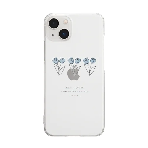  paint grayblue* line logo M message Clear Smartphone Case